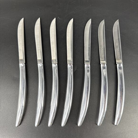 Vintage MCM Style Saladmaster Steak Knives 400 Stainless Steel Set of 7 - Picture 1 of 13